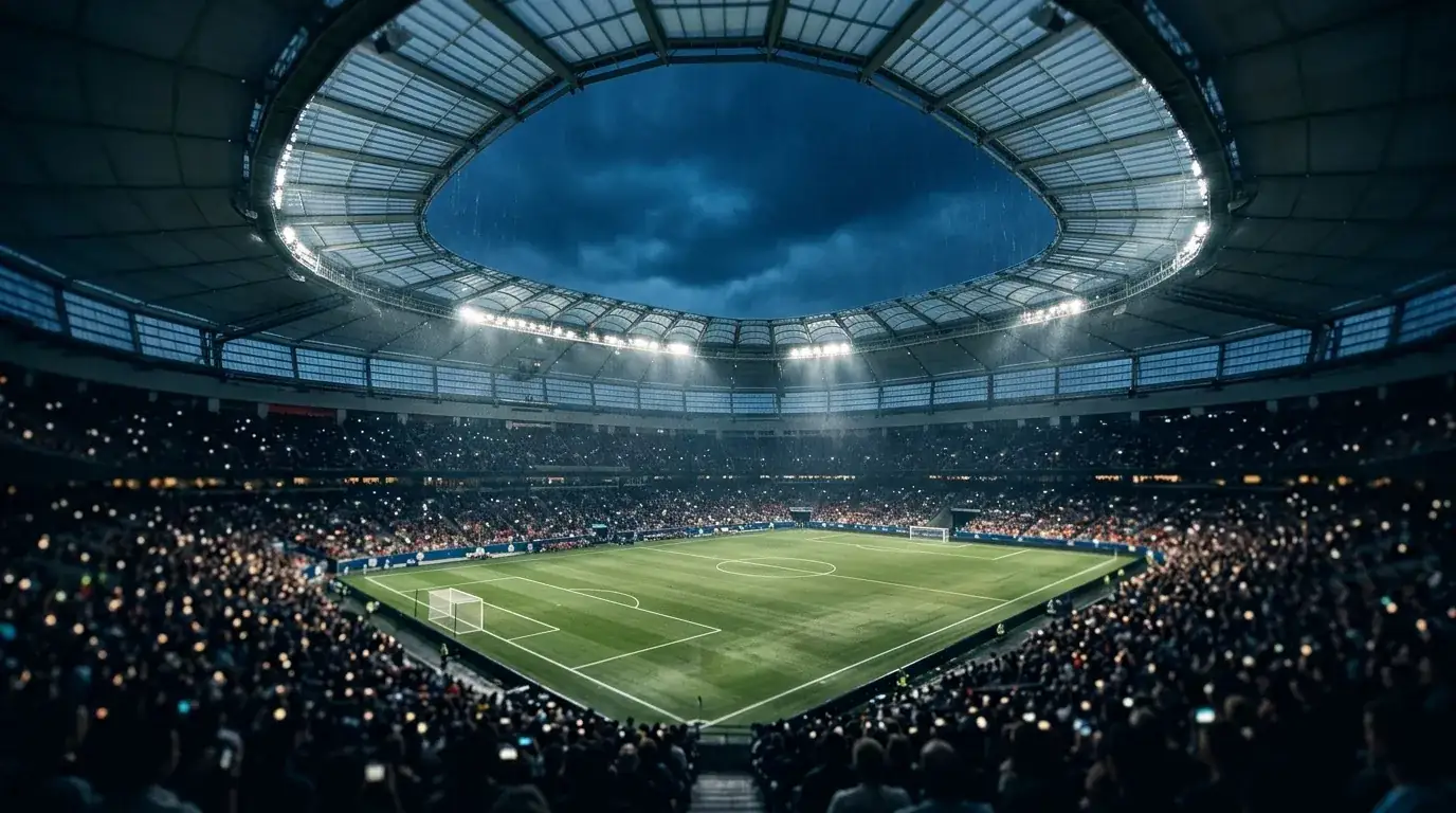 Stadion-Innenraum im BC Place Vancouver bei Flutlicht vor dem WM-2026-Sechzehntelfinale