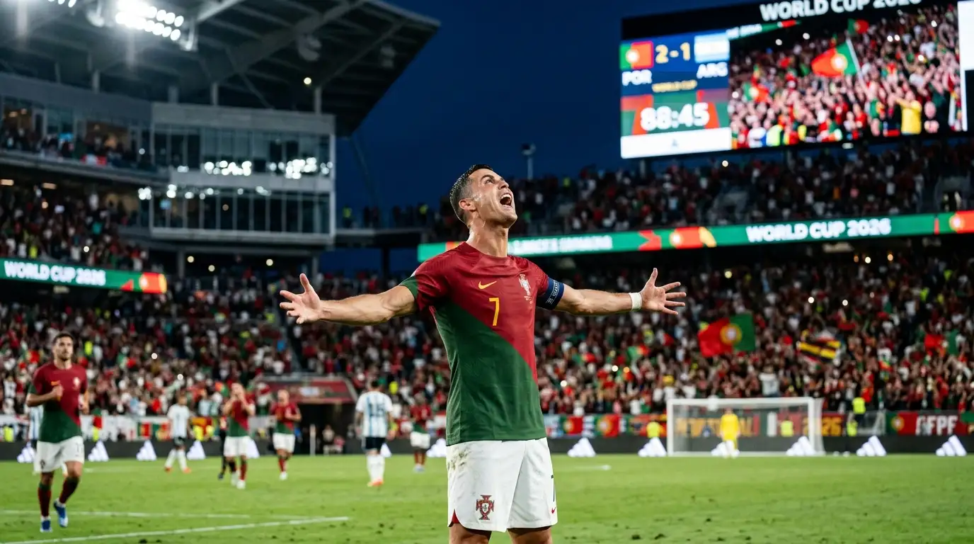 Cristiano Ronaldo jubelt nach seinem Tor bei der WM 2026 — historischer Rekord in der sechsten Weltmeisterschaft